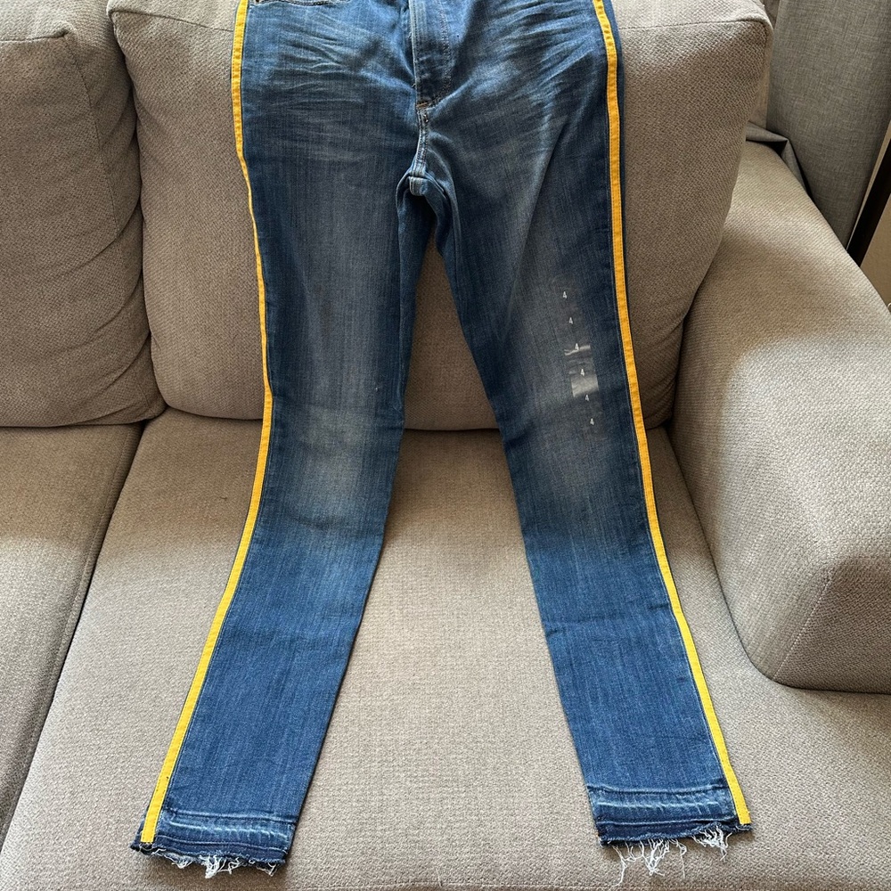 Express Denim Skinny Jeans with Yellow Accents Sz 4